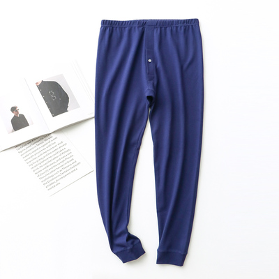 青岛纯棉内衣宽松秋裤加肥大码男单件线薄爸爸中老年保暖棉毛衬裤