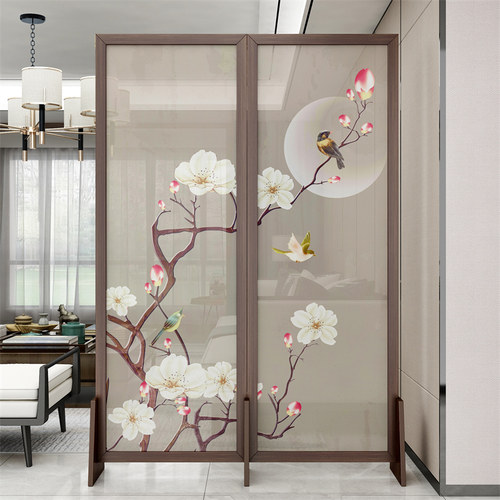 实木屏风隔断板玄关客厅折叠移动新中式房间分割神器卧室雕花平风