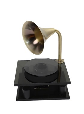 北欧极简水晶留声机样板房售楼部卧室书房桌面玄关软装饰品摆件