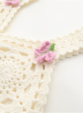 MMC 24夏季新款针织吊带衫白色钩花镂空设计甜美修身上衣背心外穿