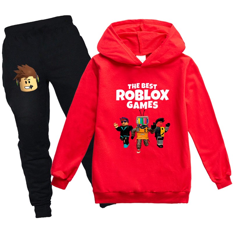 ROBLOX春秋薄款儿童卫衣帽衫长裤2件套装2025新款男童棉质