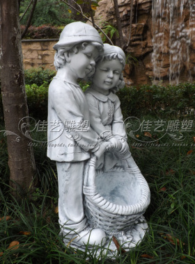 欧式玻璃钢人物雕塑艺术品客厅户外落地摆设可定制作抬箩筐小情侣