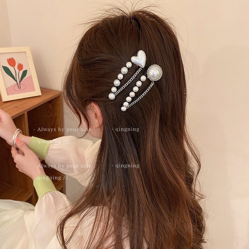 韩国珍珠复古发夹网红侧边夹子头饰2022年新款高端发卡碎发神器