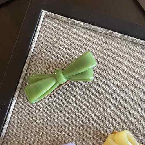 奶油黄色!亚克力蝴蝶结发夹!蝴蝶刘海夹发卡边夹发饰女夏盘发器