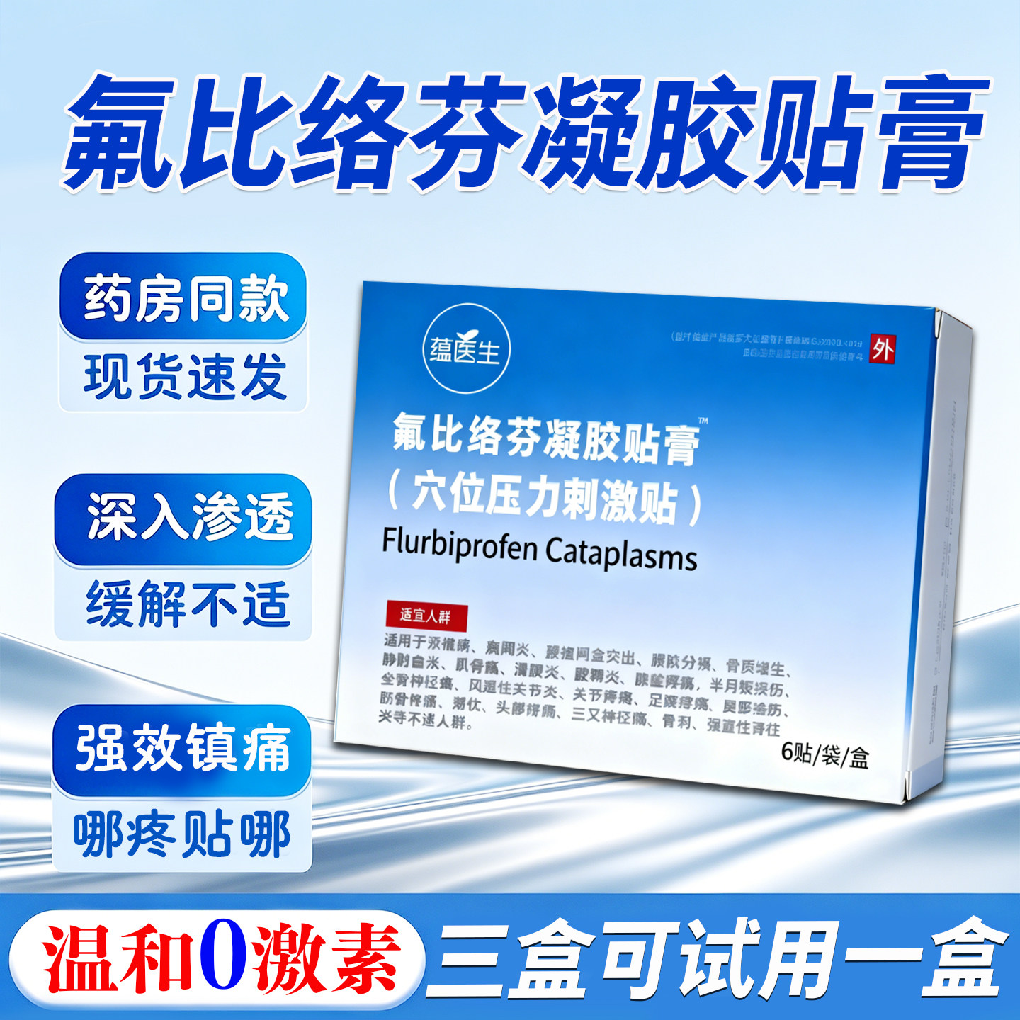 氟比络芬凝胶贴膏正品关节疼痛肌腱炎滑膜炎镇痛膝盖疼痛专用贴膏