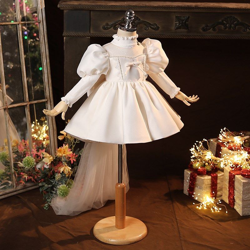 儿童礼服小女孩公主裙2024秋冬女童礼服裙白色婚纱花童演出女宝宝,童装/婴儿装/亲子装,儿童礼服,淘宝优惠券,粉丝福利购,淘宝优惠卷