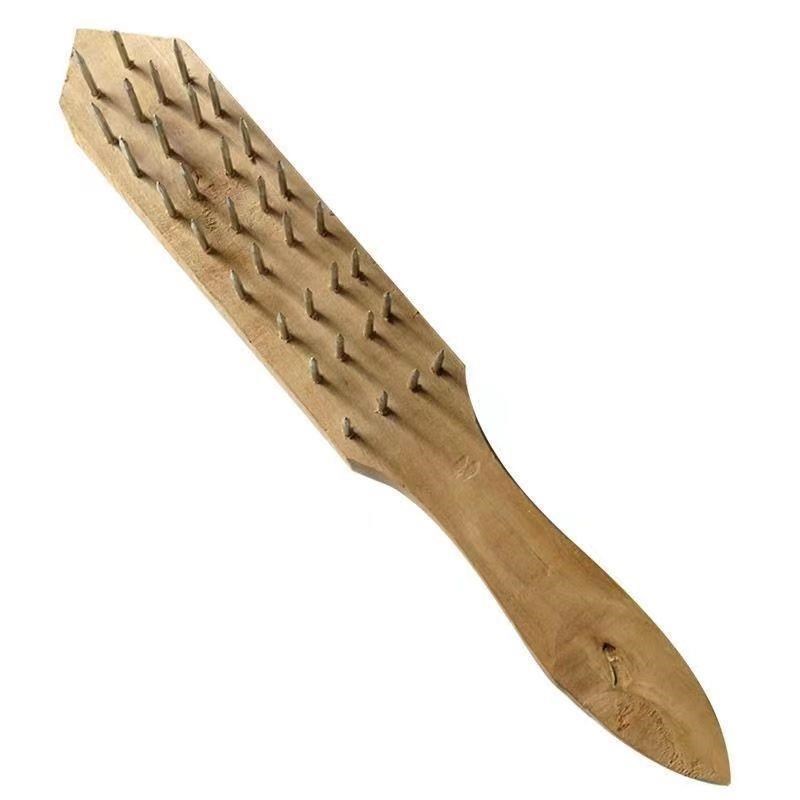 鱼刷刮鱼鳞木柄手动钢丝刷清理鱼鳞工具鱼鳞刷子钢钉家用刮鱼鳞器