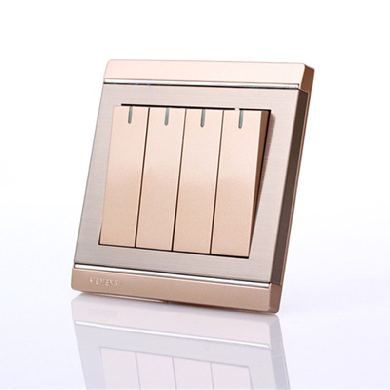 86型墙壁开关插座面板不锈钢拉丝M8香槟金86型四位开关四开单控