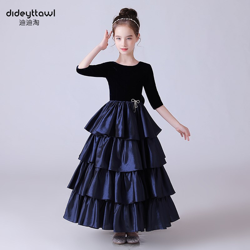 迪迪淘儿童钢琴演奏礼服公主裙女童小提琴表演服管弦乐演出服秋冬