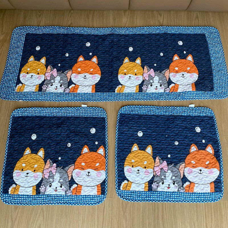 四季纯棉卡通座垫椅垫防滑沙发垫也可做脚垫地垫可机洗50*50厘米