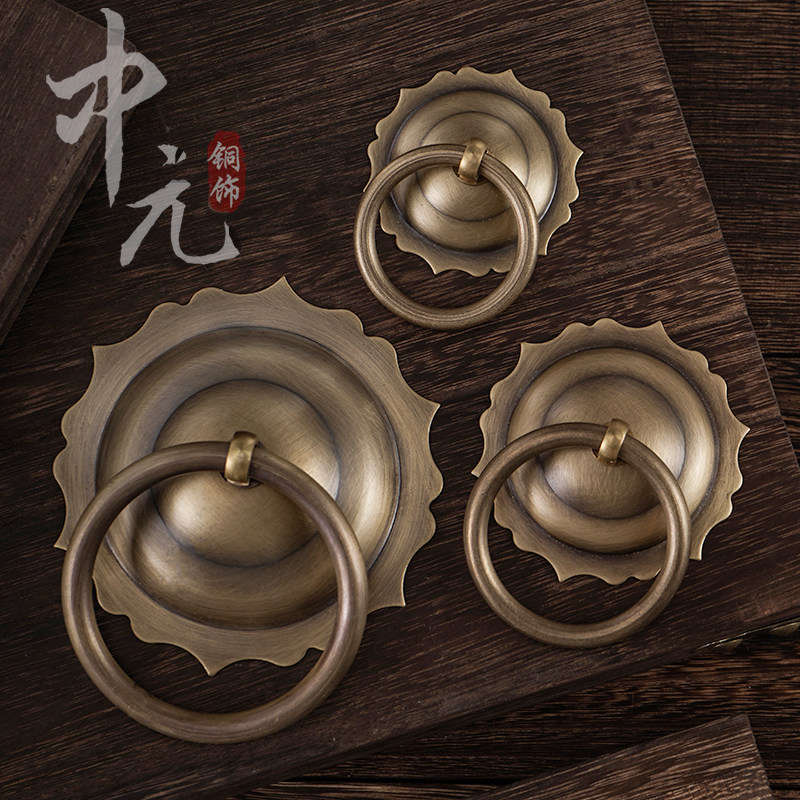 中式仿古纯铜拉环大门拉手铜环庭院古建寺庙老式门装饰门环铜把手,基础建材,小拉手,淘宝优惠券,粉丝福利购,淘宝优惠卷