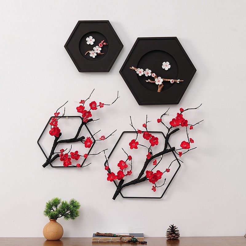 新中式梅花墙面装饰挂件墙上轻奢客厅沙发玄关电视柜背景墙挂饰品