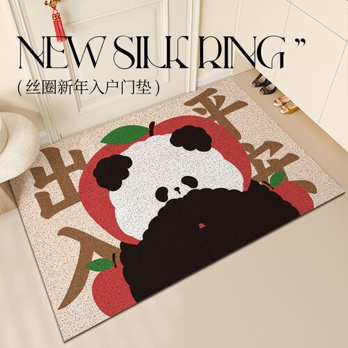 入户门地垫新年红色喜庆丝圈PVC防滑家用玄关脚垫门口进门垫地毯