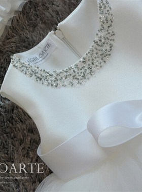 花童礼服女夏款儿童婚纱白色女童公主裙蓬蓬裙宝宝生日摄影演出服