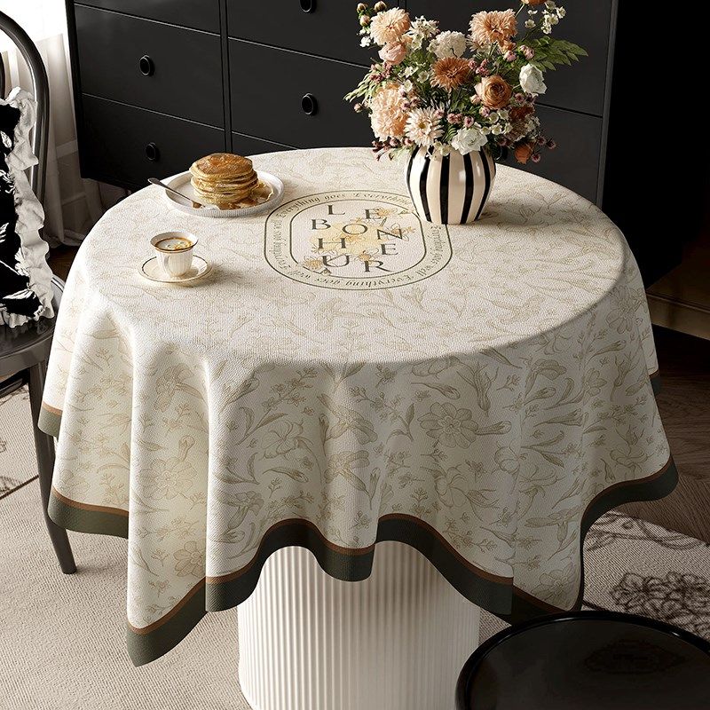 圆桌桌布法式复古绒布ing风氛围感圆形茶几盖布轻奢高级感布艺,居家布艺,桌布,淘宝优惠券,粉丝福利购,淘宝优惠卷