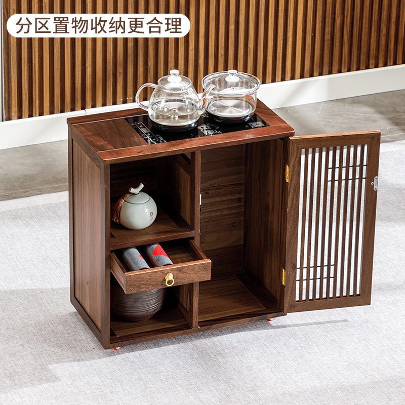 新中式胡桃木移动茶台家用实木茶水柜阳台带轮茶车烧水壶一体茶桌,商业/办公家具,办公茶水柜,淘宝优惠券,粉丝福利购,淘宝优惠卷
