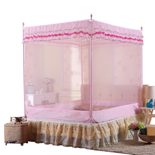 快乐堡蚊帐儿童防摔1.5米1.8m床家用加厚加密固定坐床支架三开门2