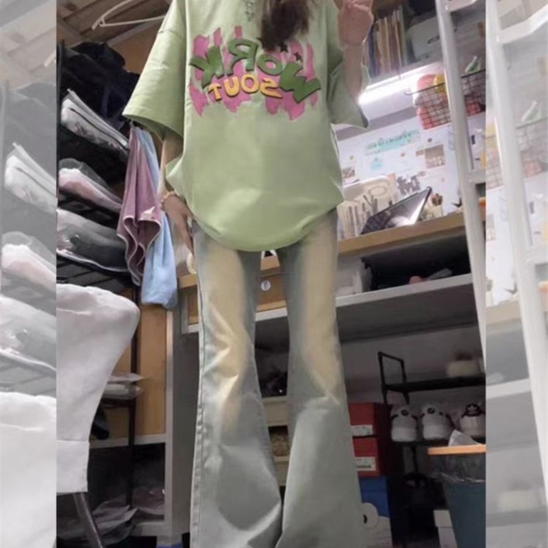 2024中大童装喇叭牛仔裤新款学生儿童微喇弹力显瘦显高裤子女童