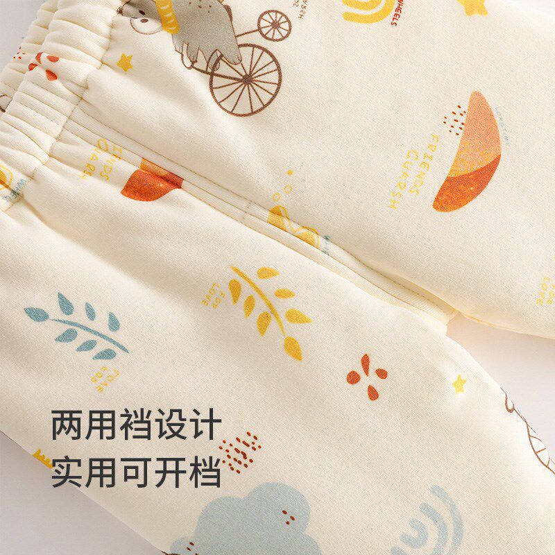 婴儿裤子秋冬夹棉保暖裤宝宝纯棉打底裤居家睡裤儿童加厚棉裤冬装