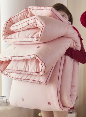 轻奢红色结婚被子喜被纯棉禾素被芯新婚提花喜字婚被冬被加厚保暖