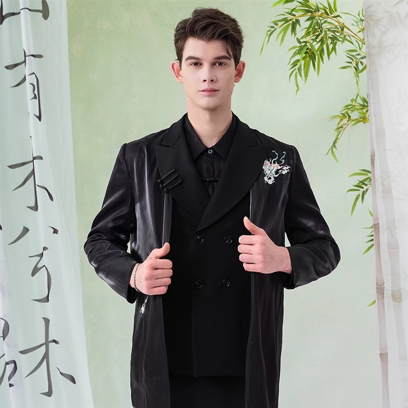 浮事两三霓裳羽衣西装外套男宴会新中式国风主持人礼服高级感