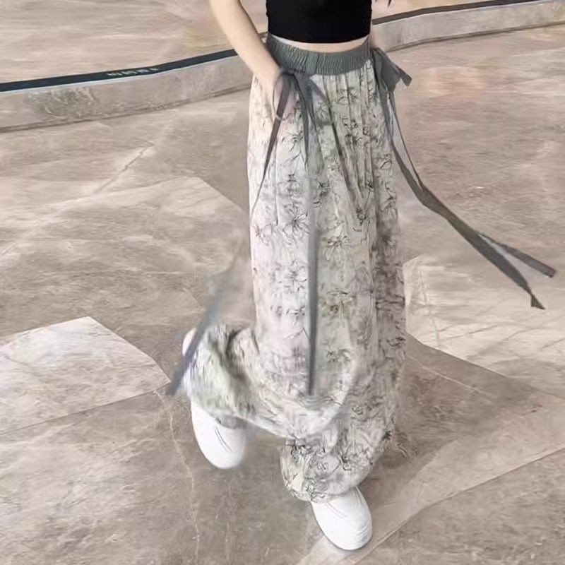 女童夏季裤子薄款阔腿裤2024新款国风新中式休闲裤儿童夏天防蚊裤