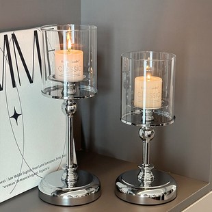 复古玻璃烛台香薰蜡烛客厅玄关桌面摆件家居好物圣诞装 欧式 饰品