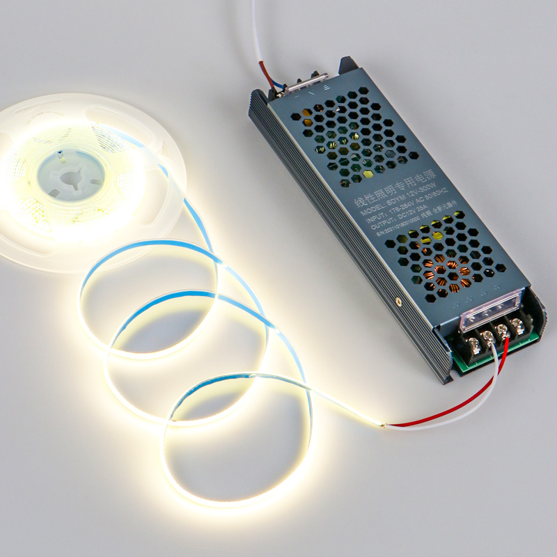 COB灯带低压自粘线形软灯条12V24V伏柜子橱柜客厅3000K嵌入式铝槽