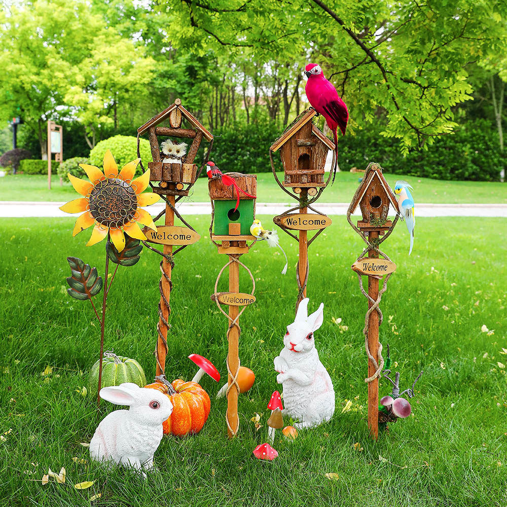 创意实木房子铁艺向日葵插地插庭院院子布置造景幼儿园,家居饰品,户外/庭院摆件,淘宝优惠券,粉丝福利购,淘宝优惠卷