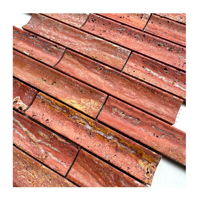 红洞长条凹面工字型石材马赛浴室背景墙吧台民宿酒店装修