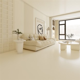 侘寂风素色微水泥柔光瓷砖 客饭厅地砖奶白奶黄纯白地板砖