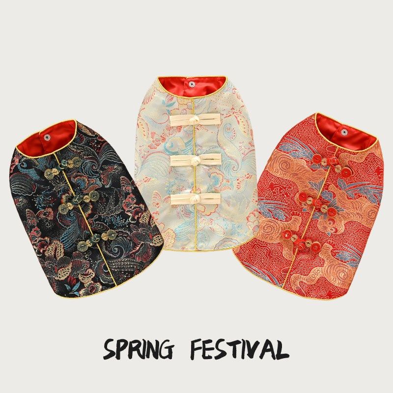 狗狗新年衣服2025小狗泰迪比熊过年喜庆马甲春节薄款宠物猫咪背心