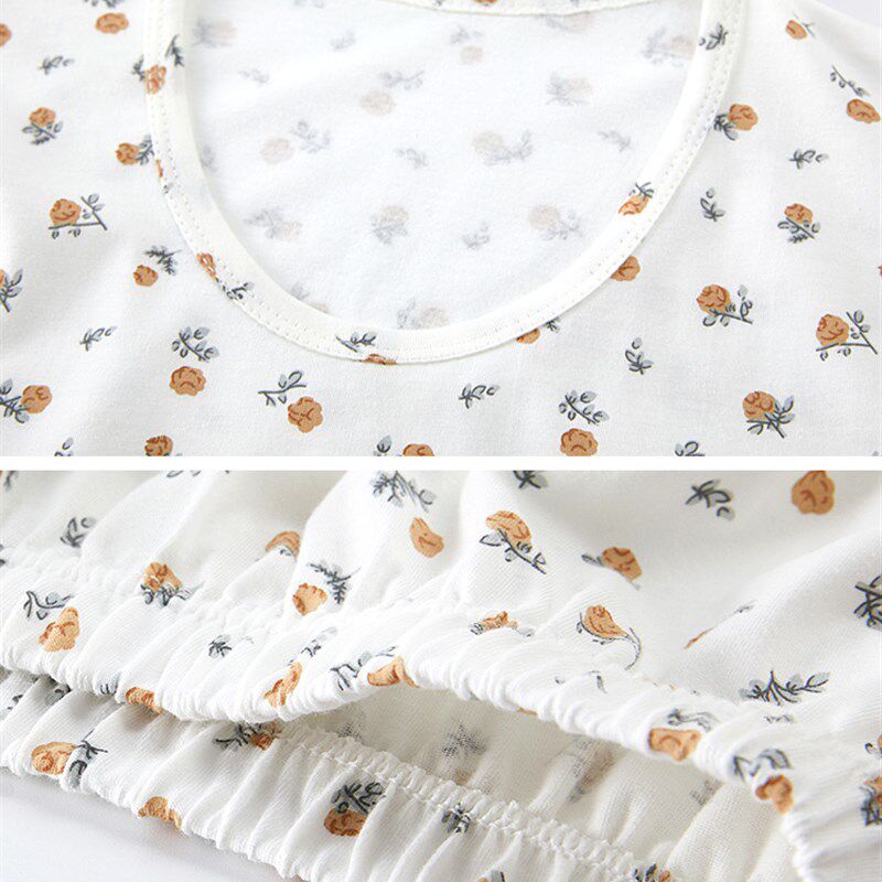 中老年纯棉短袖家居服老人汗衫女全棉无袖背心内衣妈妈老太太套装