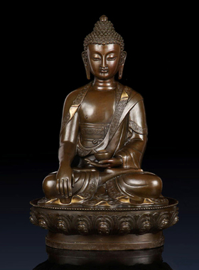 铜艺铺纯铜佛像摆件铜三宝佛释迦摩尼阿弥陀佛药师佛尼泊尔三世佛