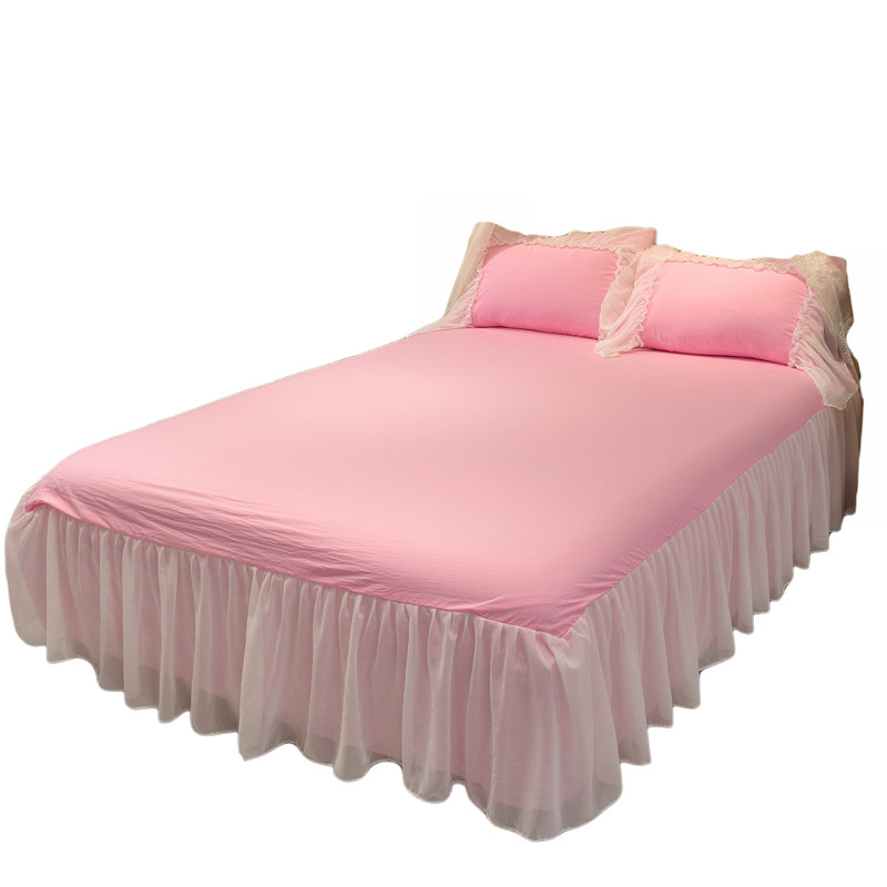 全棉公主风雪纺花边床裙床罩床裙式单件纯棉防滑床套1.5m1.8米床,床上用品,床裙,淘宝优惠券,粉丝福利购,淘宝优惠卷