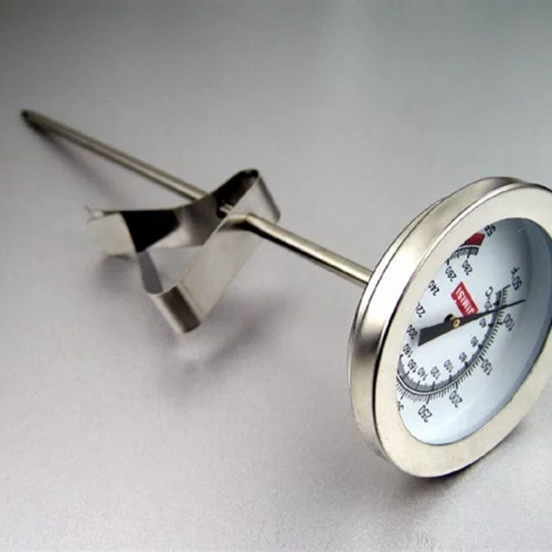 加长不锈钢油炸温度计厨房用油炸锅测油温炸炉温度计带锅边夹