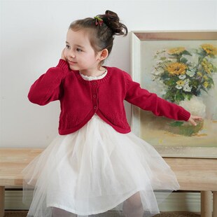 A类女童针织披肩开衫外套毛衣搭配礼服裙子舞蹈服外搭宝宝中大童