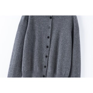 SAQINI灰色圆领老钱风针织短袖女2024新气质显瘦开衫两件套