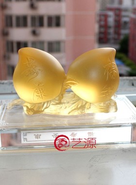 艺源 琉璃摆件 福寿安康 寿桃寿星送长辈朋友家人祝寿的生日礼物