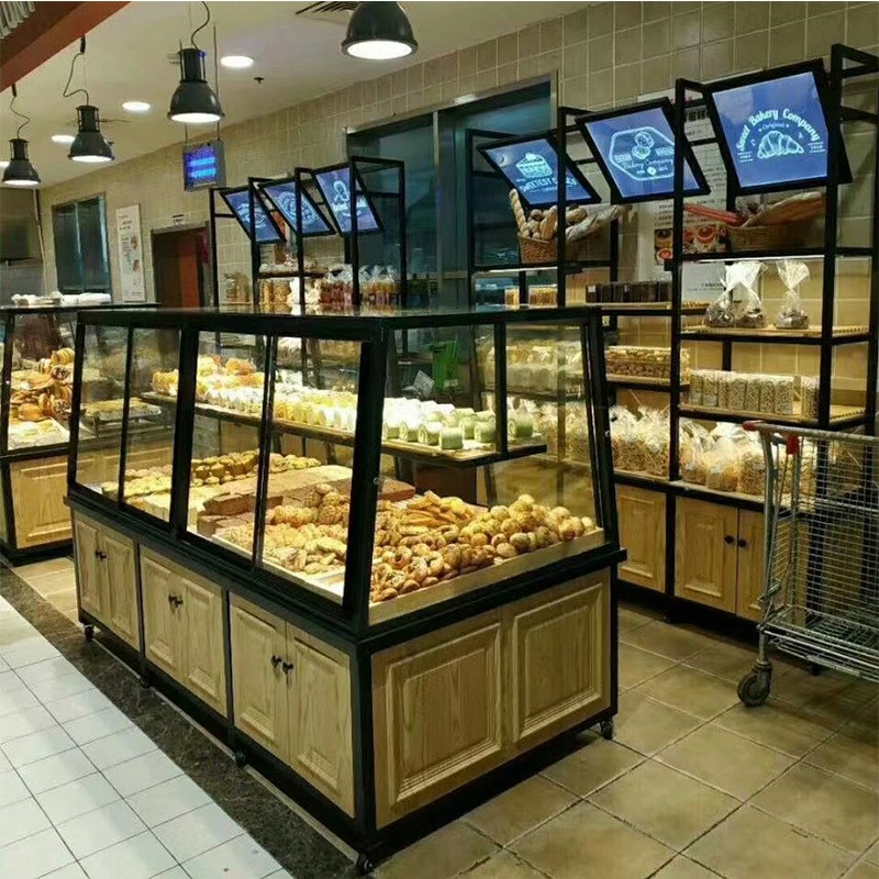 面包柜展示柜铁艺高边柜中岛陈列台糕点柜玻璃展柜蛋糕