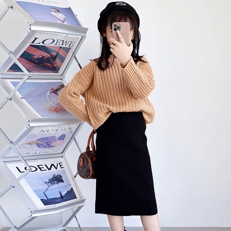 女童针织半身裙春秋新品儿童洋气毛线直筒中长款开叉一步包臀裙子,童装/婴儿装/亲子装,半身裙,淘宝优惠券,粉丝福利购,淘宝优惠卷