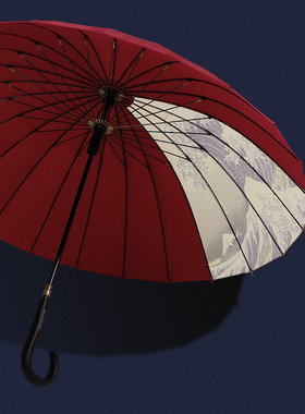int2骨大雨伞长柄伞人复古女弯钩抗风和风浮世绘冲浪里男
