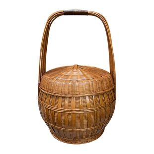 竹编制品 竹编大提篮 层提篮 大容量野餐提篮 拜神篮子 菜篮