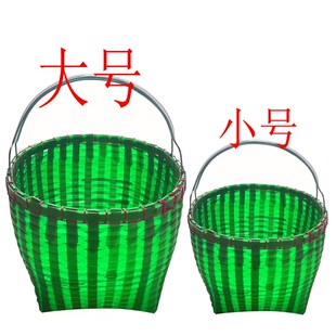 纯手工编织篮菜篮采茶篮塑料带编织篮打包带编织篮水果篮