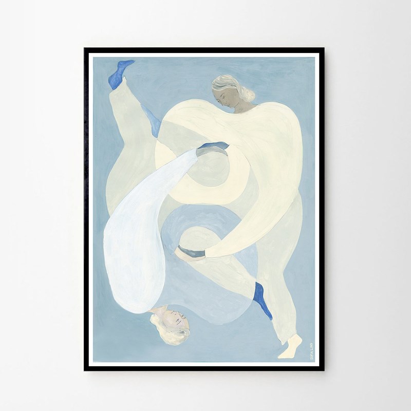 丹麦设计Sofia Lind《抱着你》抽象艺术人物装饰画小众客厅墙挂画