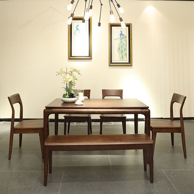 实木餐桌现代长方形餐桌椅家具小户型1.2米饭桌