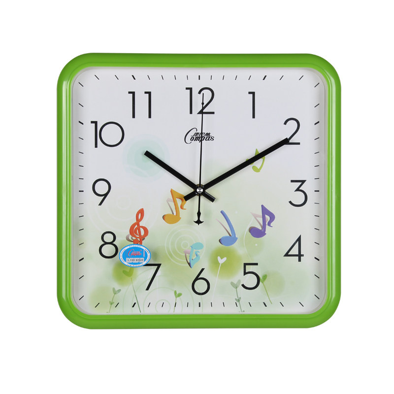 康巴丝静音挂钟 创意钟表 客厅卧室扫秒方形石英钟现代时钟表