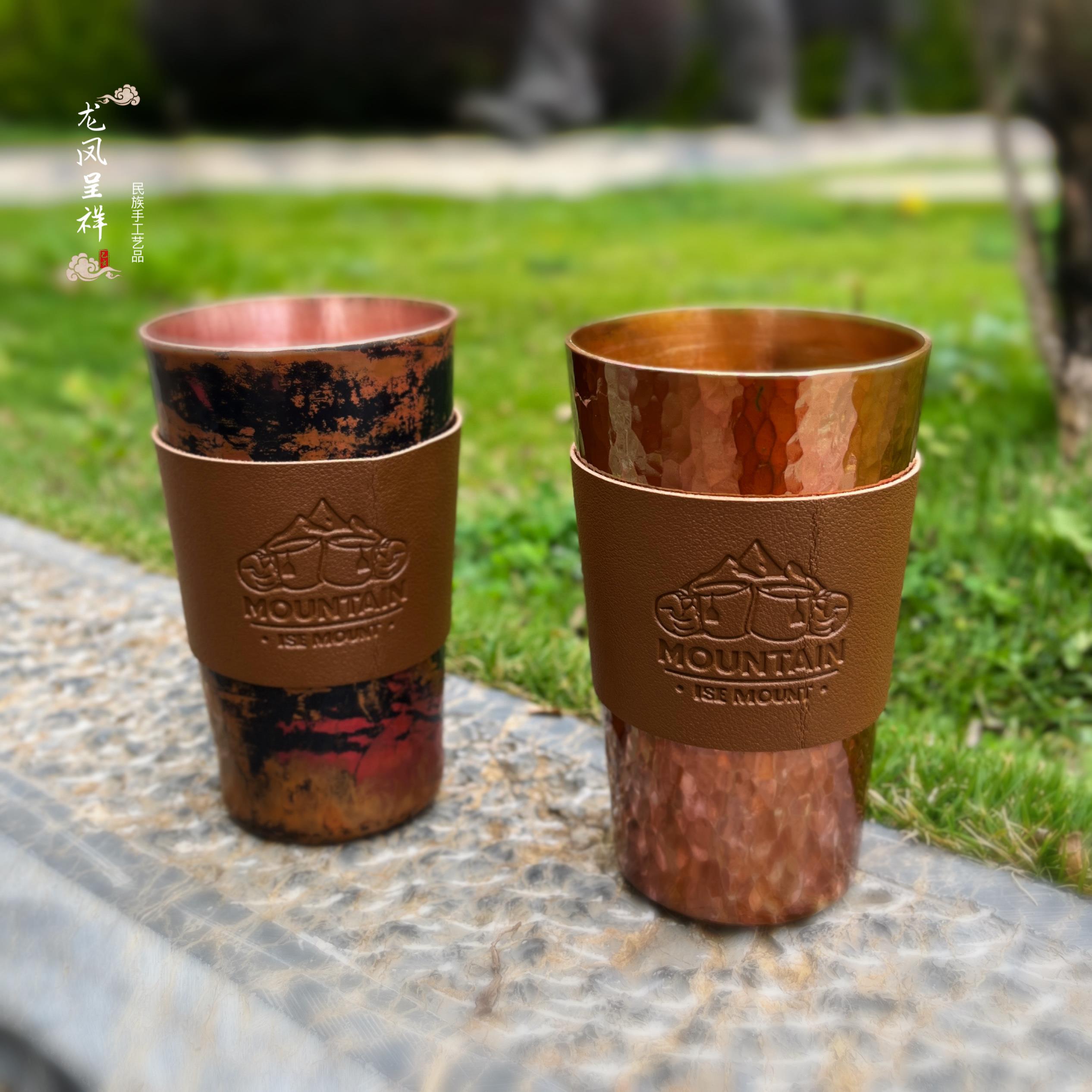 加厚纯铜铜杯茶杯紫铜咖啡接粉杯啤酒杯铜杯水杯 酒店洗漱杯笔筒