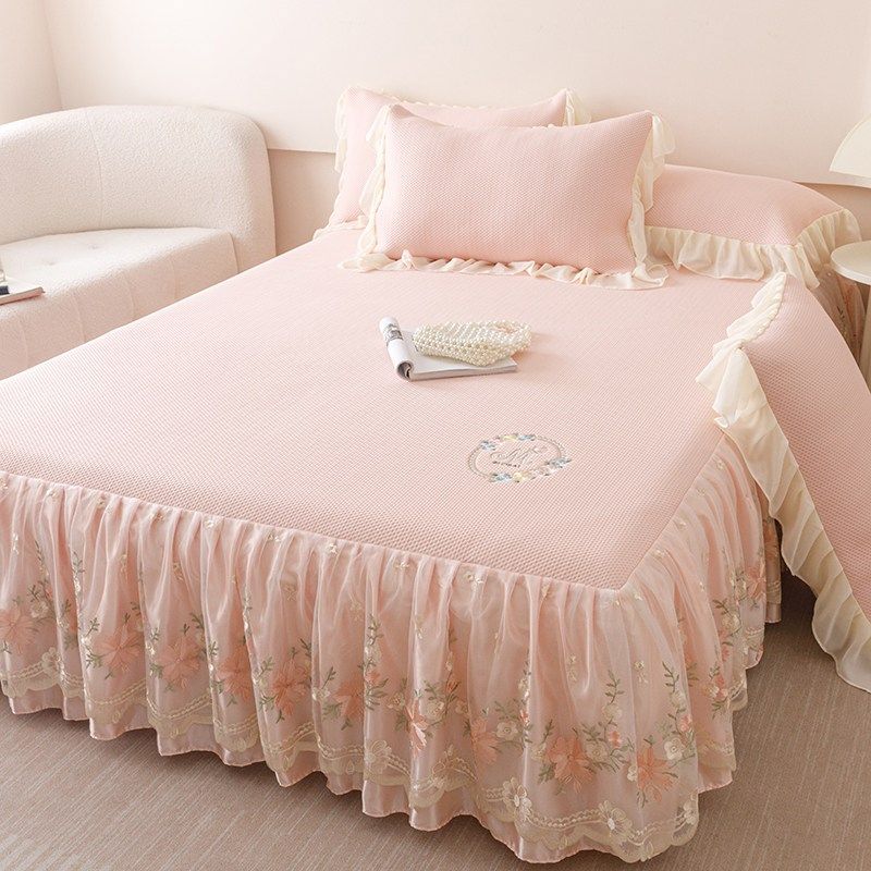 2025新款夏季凉席三件套a类母婴级夏天可机洗床裙款冰丝席软席子,床上用品,冰丝席,淘宝优惠券,粉丝福利购,淘宝优惠卷