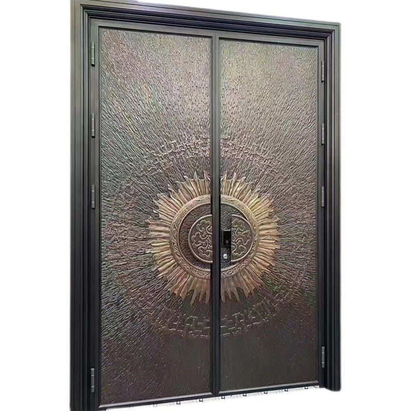 高端定制精雕铸铝门防爆防盗别墅庭院大门家用入户子母门进入户门